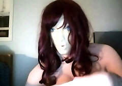 Girl's Night Pt3! Wearing female mask and masking in female silicone hand gloves!