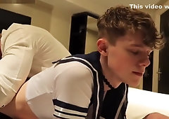 Cute blond twink boy role play fuck