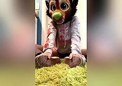 Furry Nerd Showing Off Feet Verbal Jerking Off With Sock