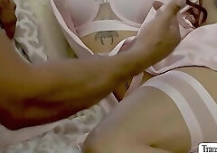 Rich Latina Shemale lets her guy bestfriend fuck her ass