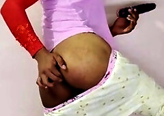 Horny Indian crossdresser enjoys anal dildo play and jerks off passionately
