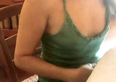 My wife is braless, at the restaurant this babe likes to show off her boobs so that babe drops her shirt and her hard nipps slide out in front of peop