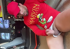 Frat Jock Money-Shot in a Public Sketchy Arcade in Front of Everyone!