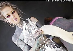 T-GIRL ANAL stretching by TATTOOED female-dom - BOOTY fisting FEMDOM pair (alt, emo, punk porn) ZF163