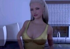 Adult visual novel gameplay with a hot blonde and a busty redhead