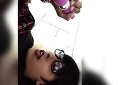 Sissy Crossdresser self Facial in Chastity (Dirty Facial, Cum all over my Sexually Excited Face)