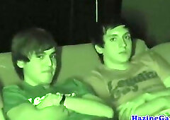 Straight jocks cocksucked during hazing