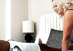 Golden-haired British Granny Sapphire Louise Interracial BBC Oral sex