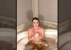 Big boobs mature MILF flaunts soapy ass