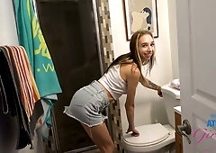 Skinny tattooed blonde Breezy Bri gives a footjob in intimate POV