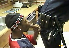 Black Police Stud Deep-throats a Man and Ravages His Bum in the Kitchen