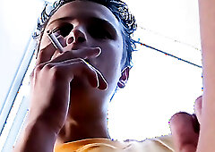 Smoking & uncut prick  stroking by  Stone Solo session