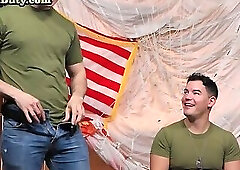 Military bottom stud rimmed and fucked by his army mate