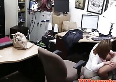 Breasty pawnshop mother i'd like to fuck sucking out back of store in advance of sex