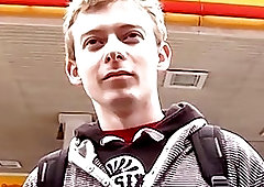 Shy twink picked up for doggystyle 3way