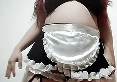 A curvy, slightly overweight maid with stinky farts