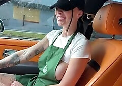 Lascivious Tattooed Barista Eats Teddy Tarantino's Ramrod in the Car On her Break