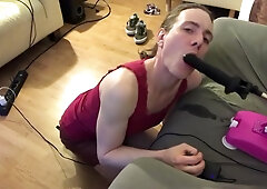 Sissy Patricia Presents: Deepthroat Training. Rough Throatfuck With Fucking Machine