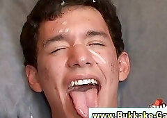 Twink gets bukkake after being fucked