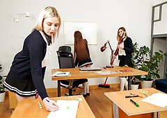 Three Hot College Girls Reach Orgasms in the Classroom