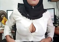 Asian Ladyboy with Hijab Masturbates