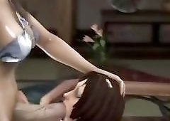 A 3d shemale cock is sucked by some cute girls