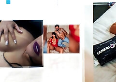 Skinny women flirt on the couch before rough doggy style with a tattooed man