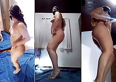 Mirelladelicia undresses in a sheer ebony dress and crystal panties