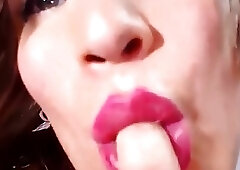 Horny shemale tugs on her huge dick and cums loads