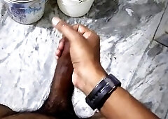 He got really horny in the bathroom and decided to have some fun with his manhood, moaning while he took care of himself for a nice release