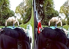 Twinkyhornyboi gets wild with big gay dildos in the woods