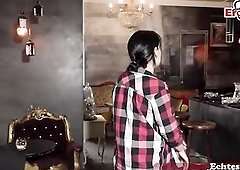 German bitch does tugjob with a strange dude