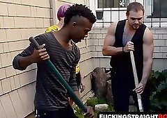 Neon hair babe enjoys fucking in FMM trio