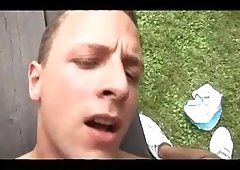 Gay threesome after barbecue party