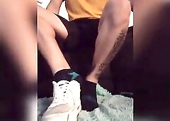 tomas styl shows his feet after walking all day