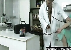 Darkhair preggo babe goes to the doctor and ends up getting fucked in his office. She goes for a consult but the doc like them pregnant. She sucks his