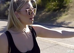 Curvy blonde Blake Blossom faces off with a stranger in a high-stakes casting session