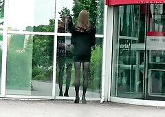 Transgender sissy walk outside in hawt clothing