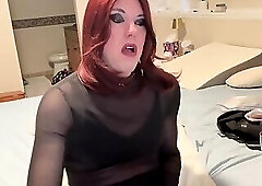 Burgundy Hair Cumshot in Glass