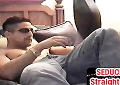 Solo str8 guy masturbates hardcore while jerking dick