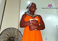 Curvy African beauty in white lace thong takes every inch in missionary before facial