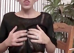 The tax filing session turns steamy as Alia Janine oils up her massive breasts and masturbates