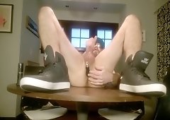 hot otter jerks off with buttplug