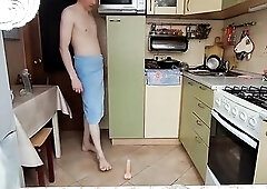 LanaTuls - Riding Sex-toy at Kitchen - Moscow Anal Floozy and Floozy