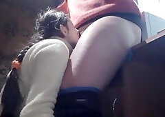 Hot brunette secretary IkaSmokS pleases me on lunch break