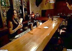 TS bartender anal fucks business man