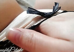 Im fingering my moist snatch in this silky used pants. Im fingering untill im having an intensive climax and i make this panty very soaked with my cre