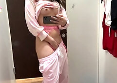 Unbelievable! Couldn't resist masturbating in a public fitting room while trying on adorable pajamas - Vikki Pie