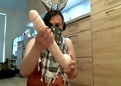 Bunny Boy Takes Huge Dildo (17-inch Dildo) In His Big Butt