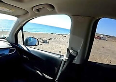 Fit gal caught me stroking in the car and offered to assist - I cum in her throat!